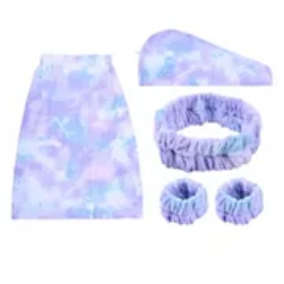 NWT The Big One® 5-Piece Solid Texture Bath Wrap Set - BLUE PURPLE TIE DYE - Picture 1 of 3